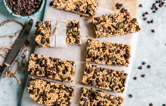 Healthy Snack - protein bar with nuts and seeds